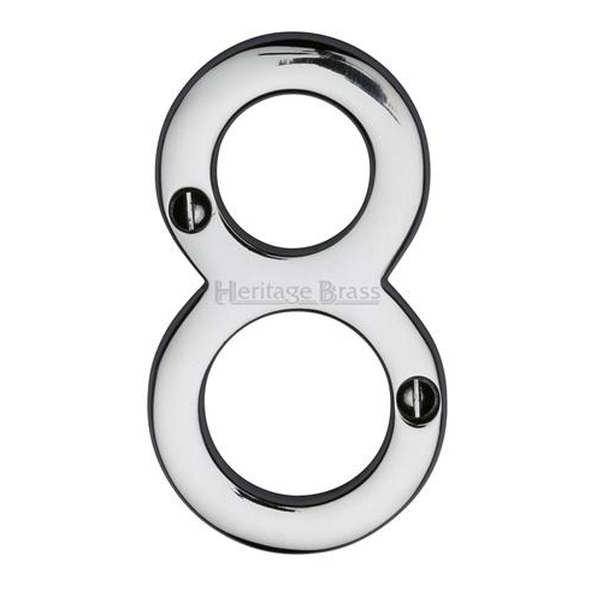 C1561 8-PC • 76mm • Polished Chrome • Heritage Brass Face Fixing Numeral 8